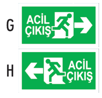 Acil çıkış yönlendirme figürleri - G ve H grubu piktogramlar