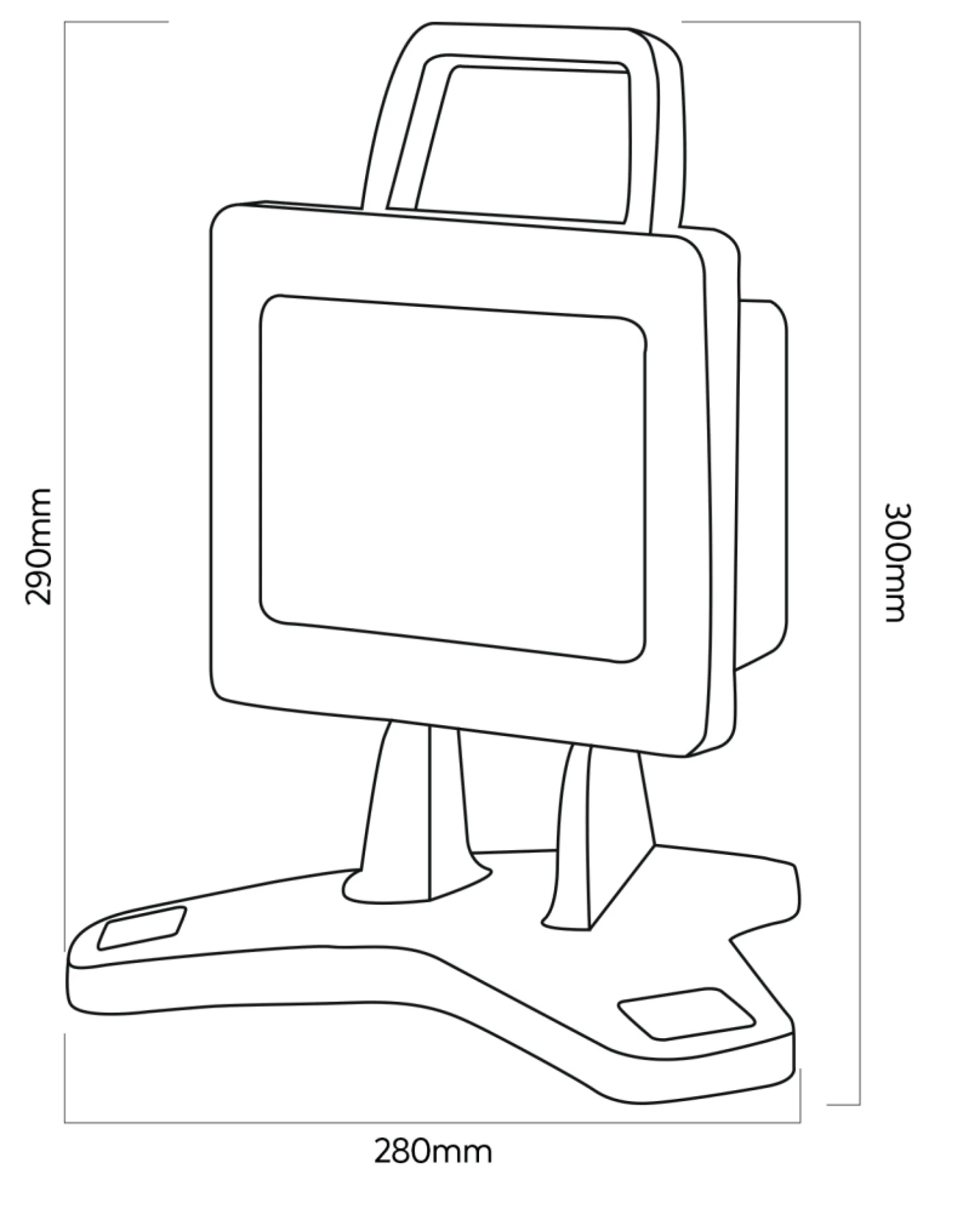 LUXENDRO Portable Area Lighting Unit technical drawing and housing dimensions